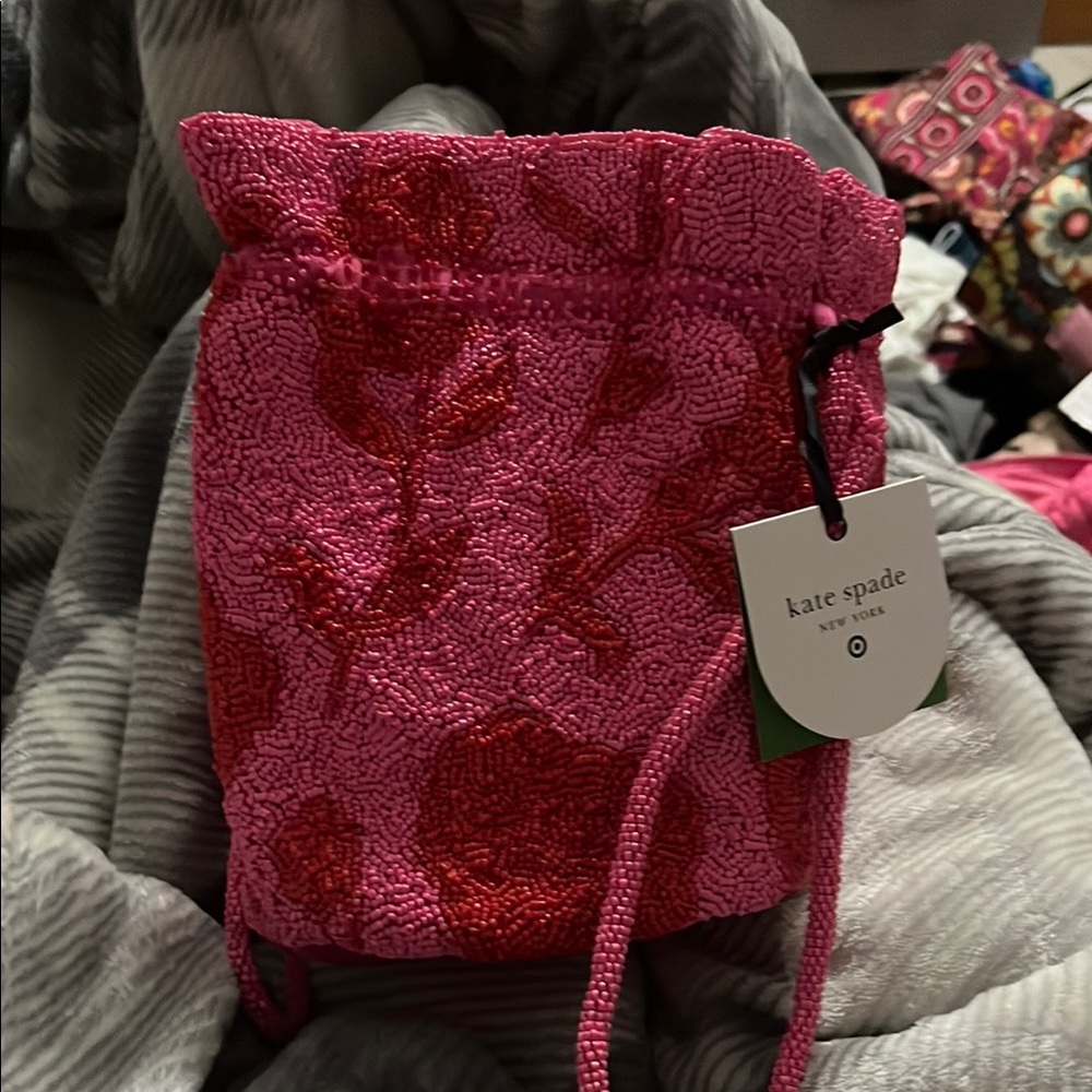 Kate Spade Pink and Red Mini Bag with Drawstring Closure